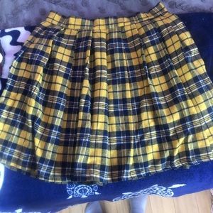 shein yellow plaid skirt